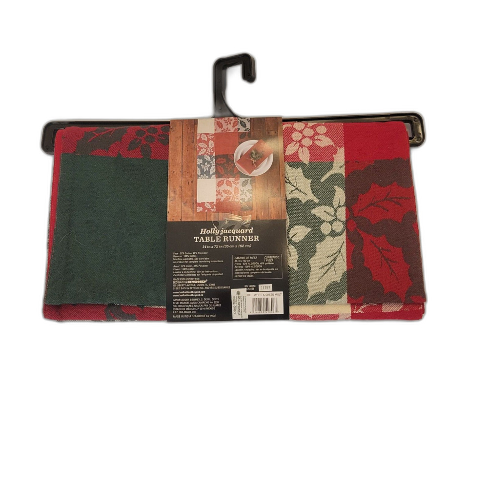 NWT Bee & Willow Home Holly Jacquard Table Runner Christmas Holiday Decor